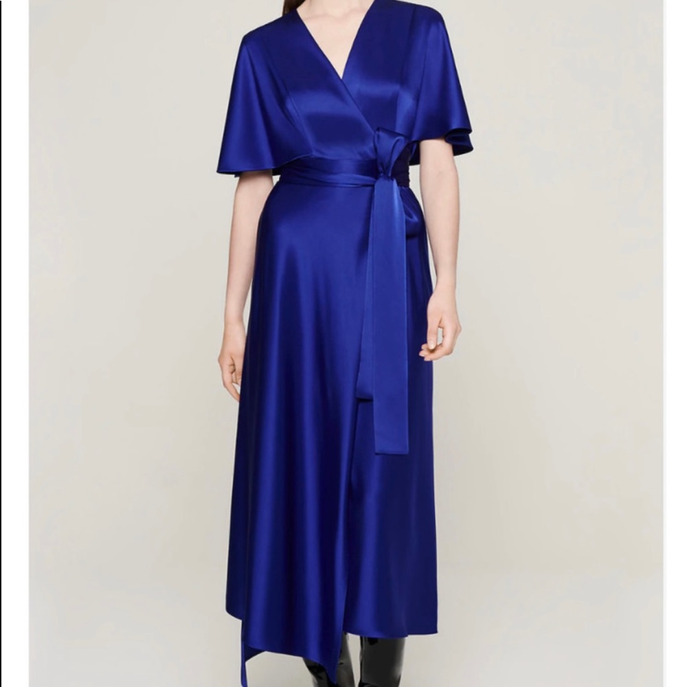 Escada Satin Cape Wrap Dress. Size M.